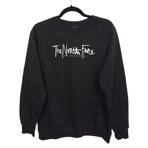 The North Face Womens Sweatshirt Size L Cotton Black Logo Long Sleeve Sweater